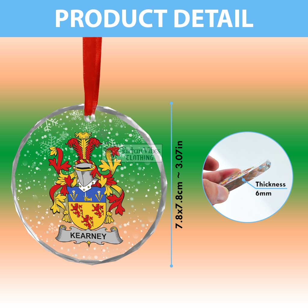 Tartan Vibes Clothing Kearney Irish Clan Christmas Glass Ornament with Coat of Arms