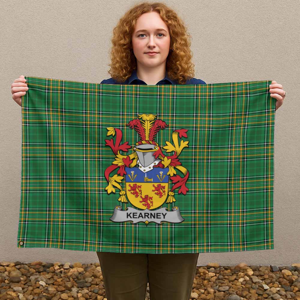 Tartan Vibes Clothing Kearney Irish Clan Tartan House Flag with Coat of Arms