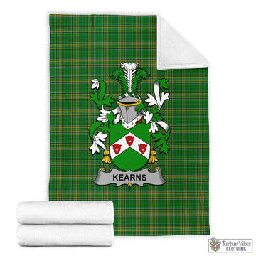 Tartan Vibes Clothing Kearns Irish Clan Tartan Blanket with Coat of Arms