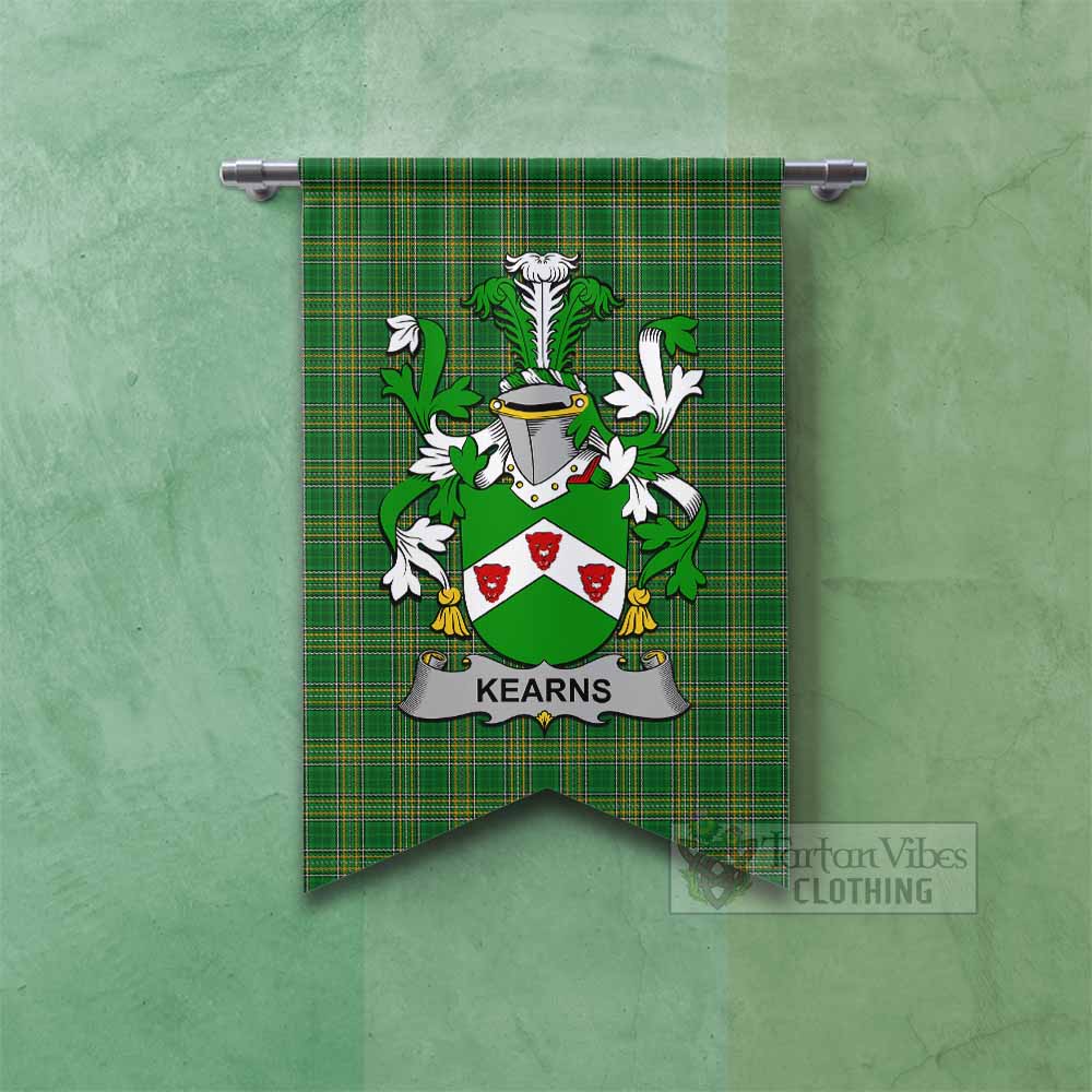 Tartan Vibes Clothing Kearns Irish Clan Tartan Gonfalon, Tartan Banner with Coat of Arms