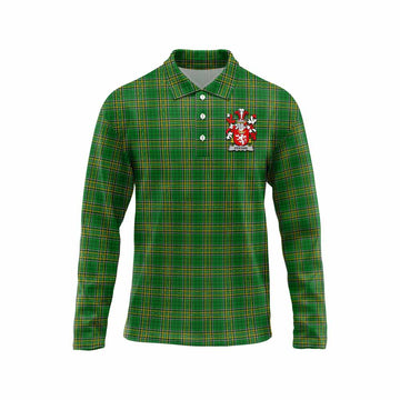 Keegan Irish Clan Tartan Long Sleeve Polo Shirt with Coat of Arms Unisex - Tartan Vibes Clothing