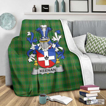 Tartan Vibes Clothing Keenan Irish Clan Tartan Blanket with Coat of Arms