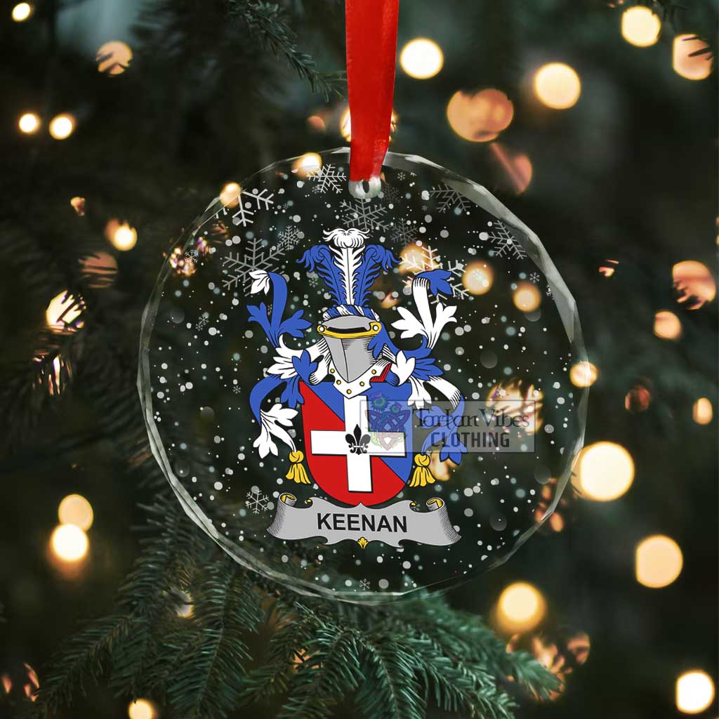 Tartan Vibes Clothing Keenan Irish Clan Christmas Glass Ornament with Coat of Arms