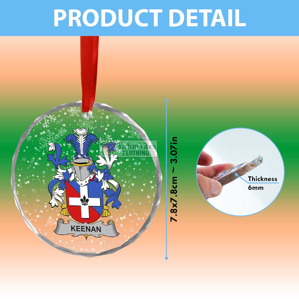 Tartan Vibes Clothing Keenan Irish Clan Christmas Glass Ornament with Coat of Arms