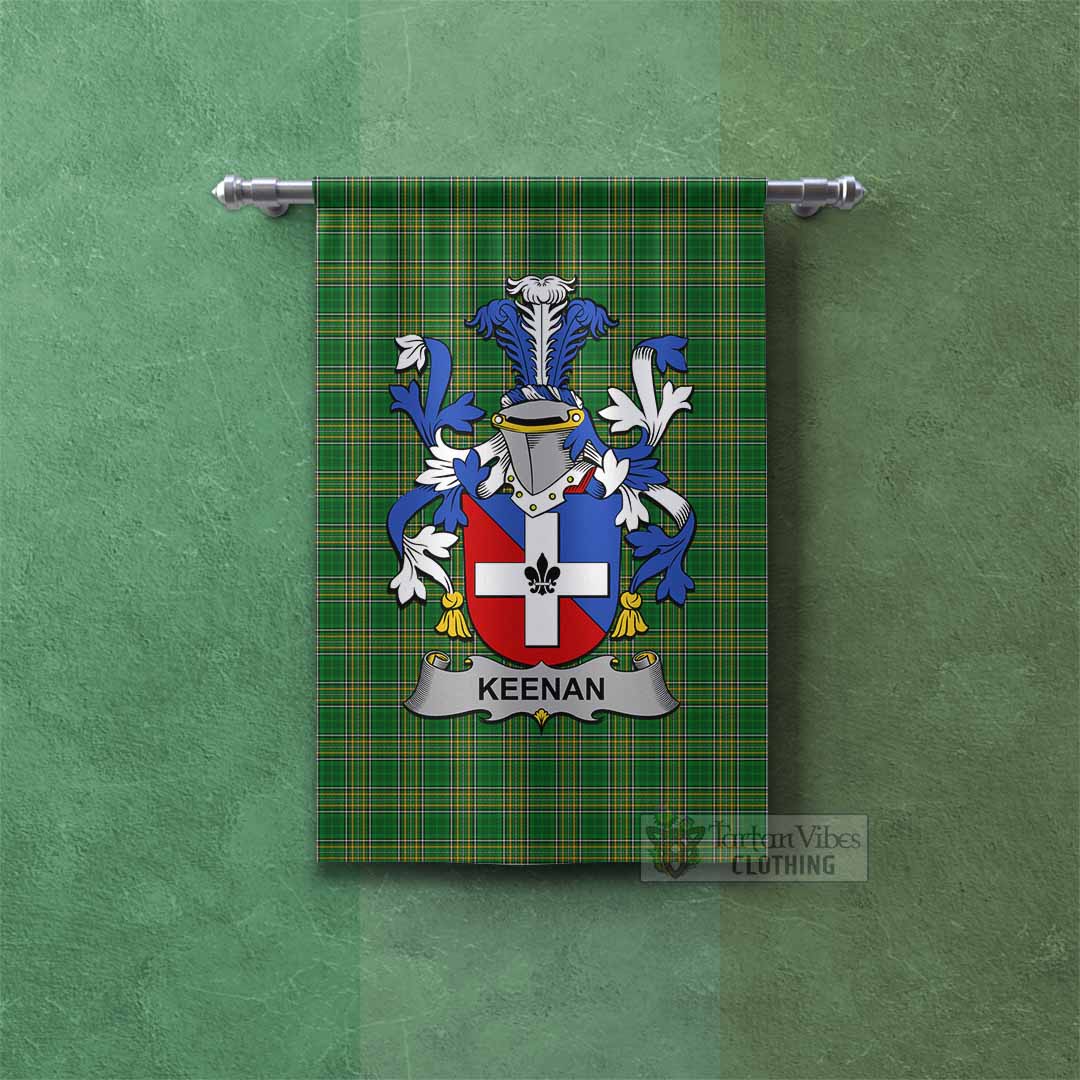 Tartan Vibes Clothing Keenan Irish Clan Tartan Gonfalon, Tartan Banner with Coat of Arms