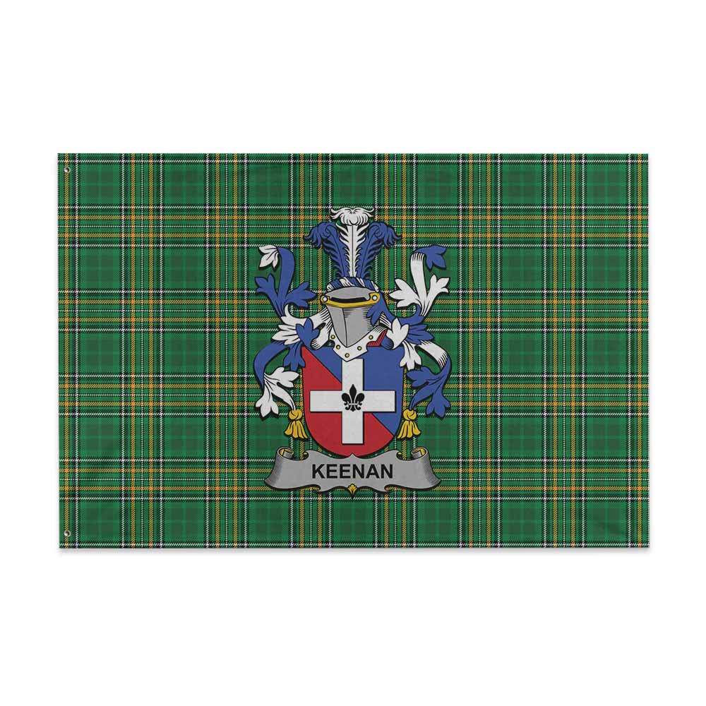 Tartan Vibes Clothing Keenan Irish Clan Tartan House Flag with Coat of Arms