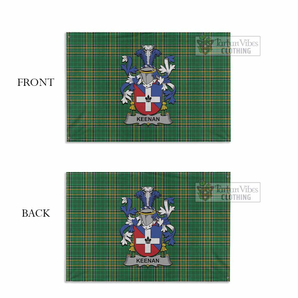 Tartan Vibes Clothing Keenan Irish Clan Tartan House Flag with Coat of Arms