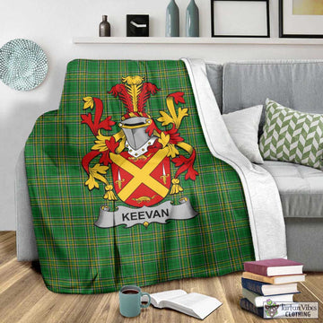 Tartan Vibes Clothing Keevan Irish Clan Tartan Blanket with Coat of Arms