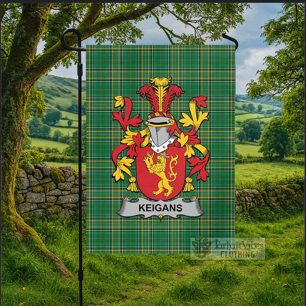 Keigans Irish Clan Tartan Flag with Coat of Arms