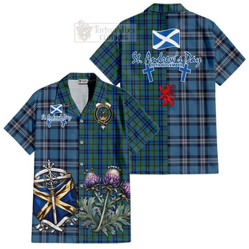 Tartan Vibes Clothing Keith Tartan Short Sleeve Button Shirt Happy St. Andrew's Day Half Tartan Style
