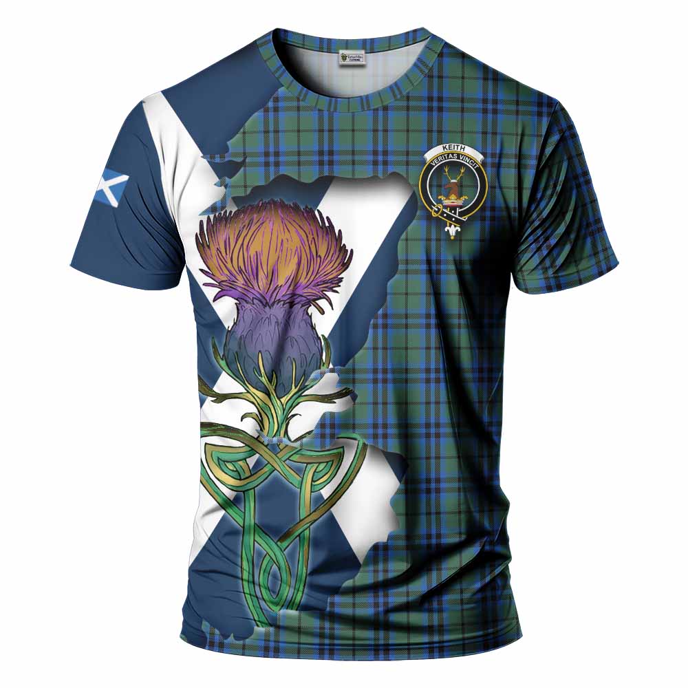 Tartan Vibes Clothing Keith Tartan Family Crest T-Shirt Scottish Thistle Celtic Inspired