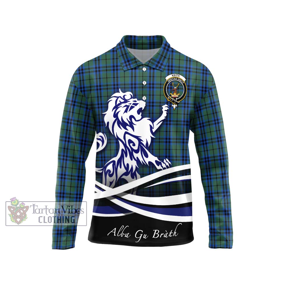 Keith Tartan Long Sleeve Polo Shirt with Alba Gu Brath Regal Lion Emblem Unisex - Tartanvibesclothing Shop