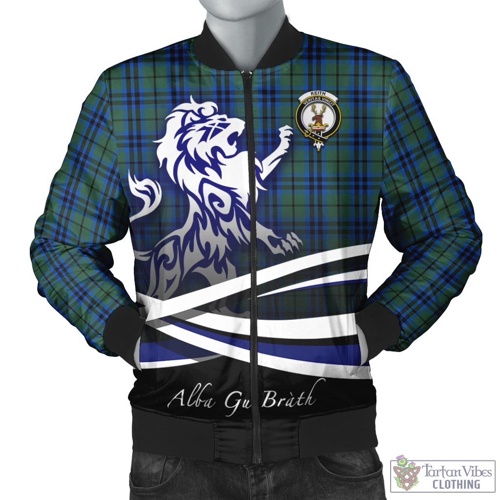 Keith Tartan Bomber Jacket with Alba Gu Brath Regal Lion Emblem Unisex - Tartan Vibes Clothing