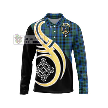Keith Tartan Long Sleeve Polo Shirt with Family Crest and Celtic Symbol Style