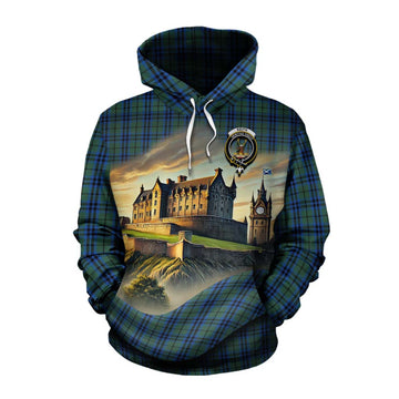 Keith Tartan Family Crest Cotton Hoodie with Scottish Ancient Castle Style