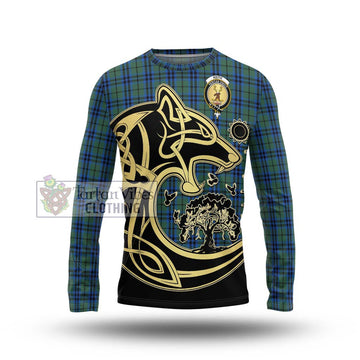Keith Tartan Long Sleeve T-Shirt with Family Crest Celtic Wolf Style Unisex - Tartan Vibes Clothing