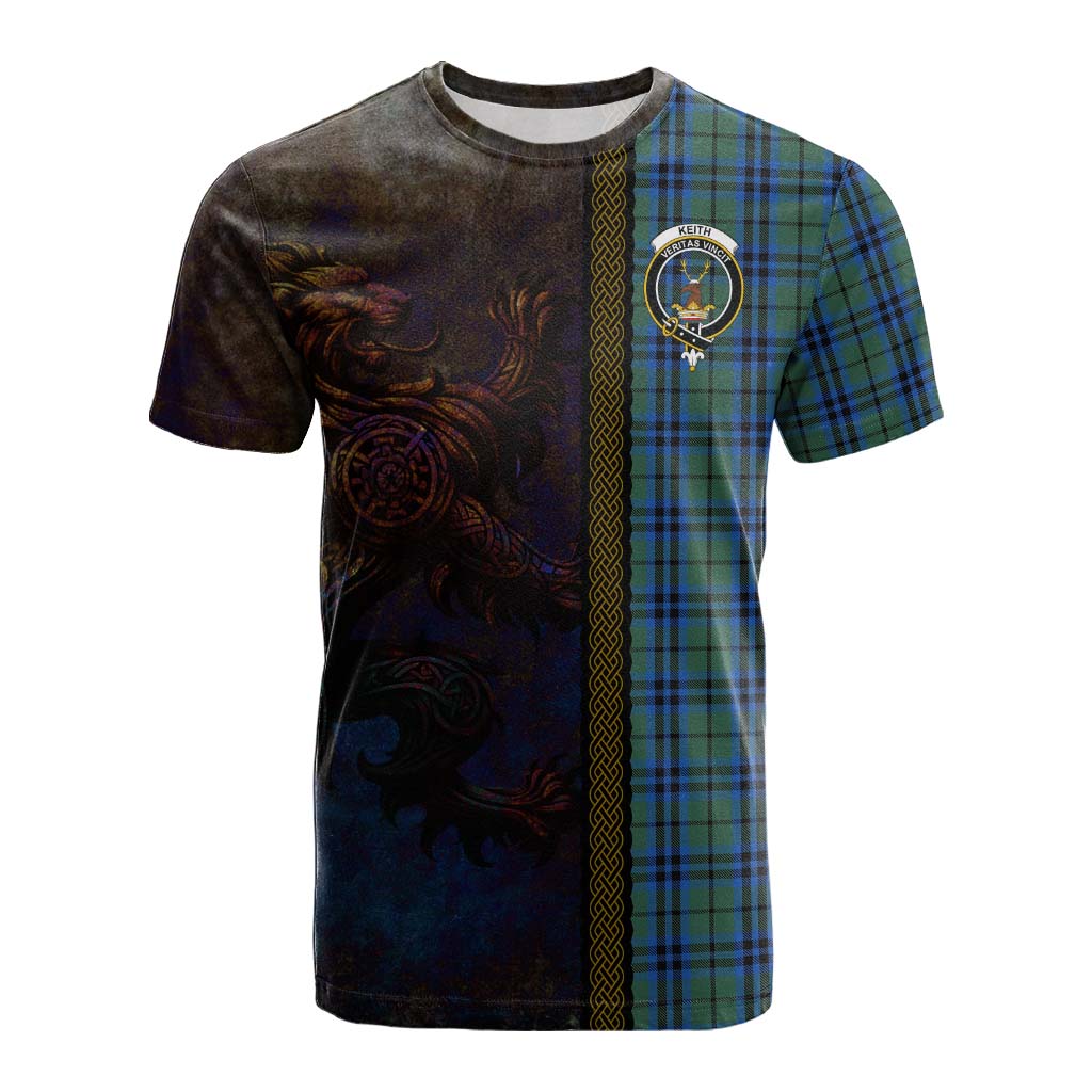 Tartan Vibes Clothing Keith Tartan Family Crest Cotton T-shirt Alba Gu Brath Be Brave Lion Ancient Style