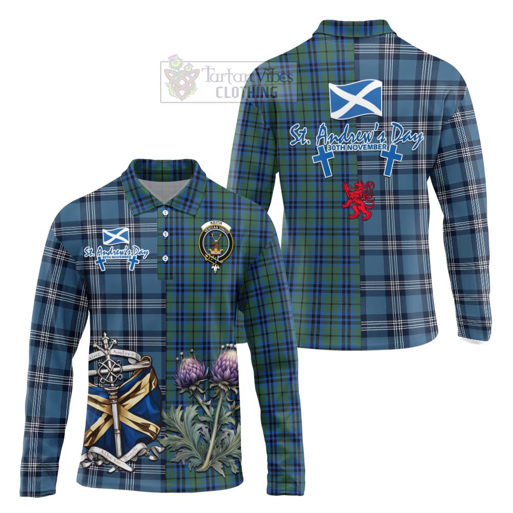 Tartan Vibes Clothing Keith Tartan Long Sleeve Polo Shirt Happy St. Andrew's Day Half Tartan Style