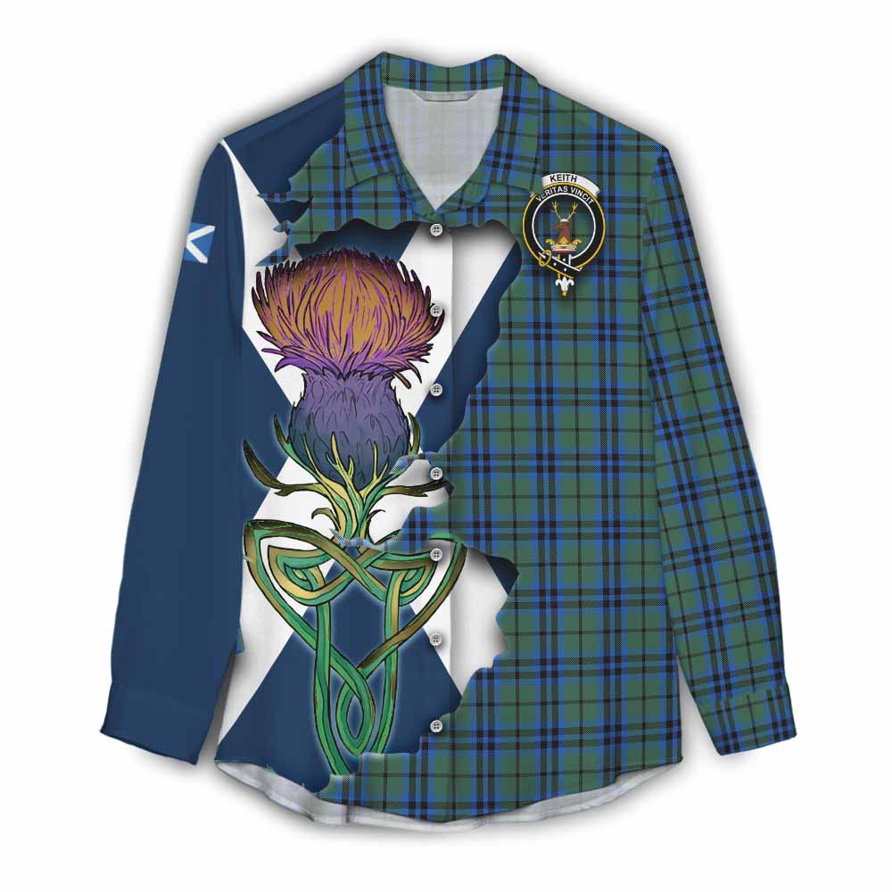 Tartan Vibes Clothing Keith Tartan Family Crest Women's Casual Shirt Scottish Thistle Celtic Inspired