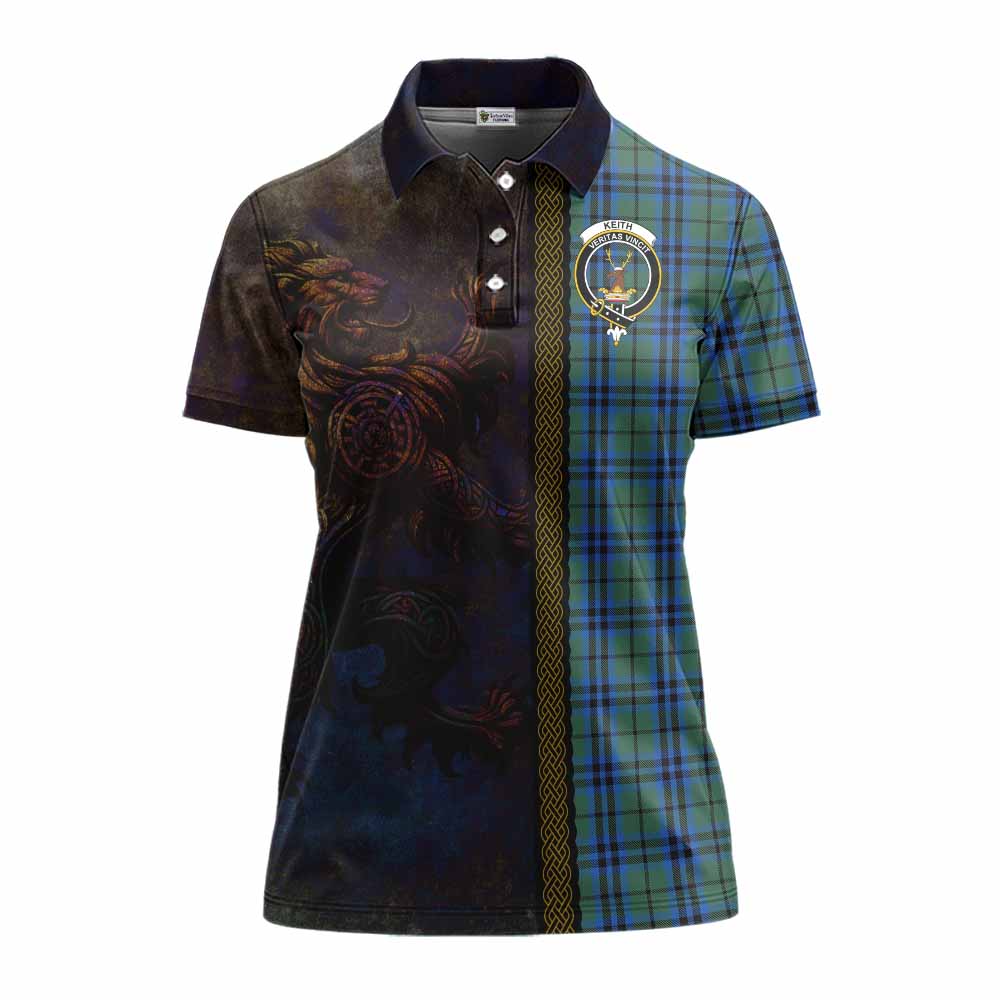 Tartan Vibes Clothing Keith Tartan Family Crest Women's Polo Shirt Alba Gu Brath Be Brave Lion Ancient Style