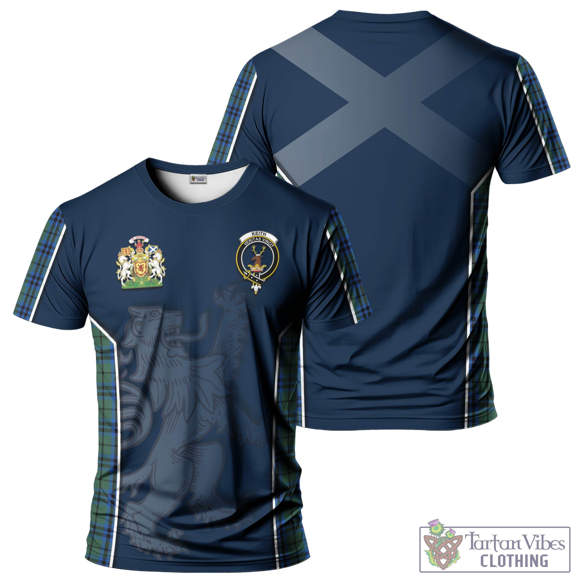 Tartan Vibes Clothing Keith Tartan T-Shirt with Family Crest and Lion Rampant Vibes Sport Style