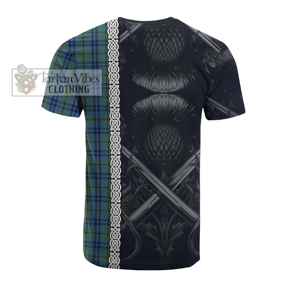 Tartan Vibes Clothing Keith Tartan Cotton T-shirt with Family Crest Cross Sword Thistle Celtic Vibes