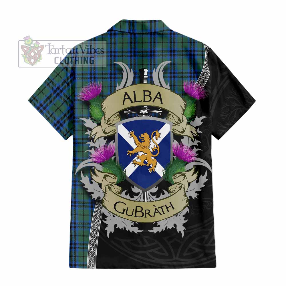 Tartan Vibes Clothing Keith Tartan Family Crest Short Sleeve Button Shirt Lion Rampant Royal Thistle Shield Celtic Inspired