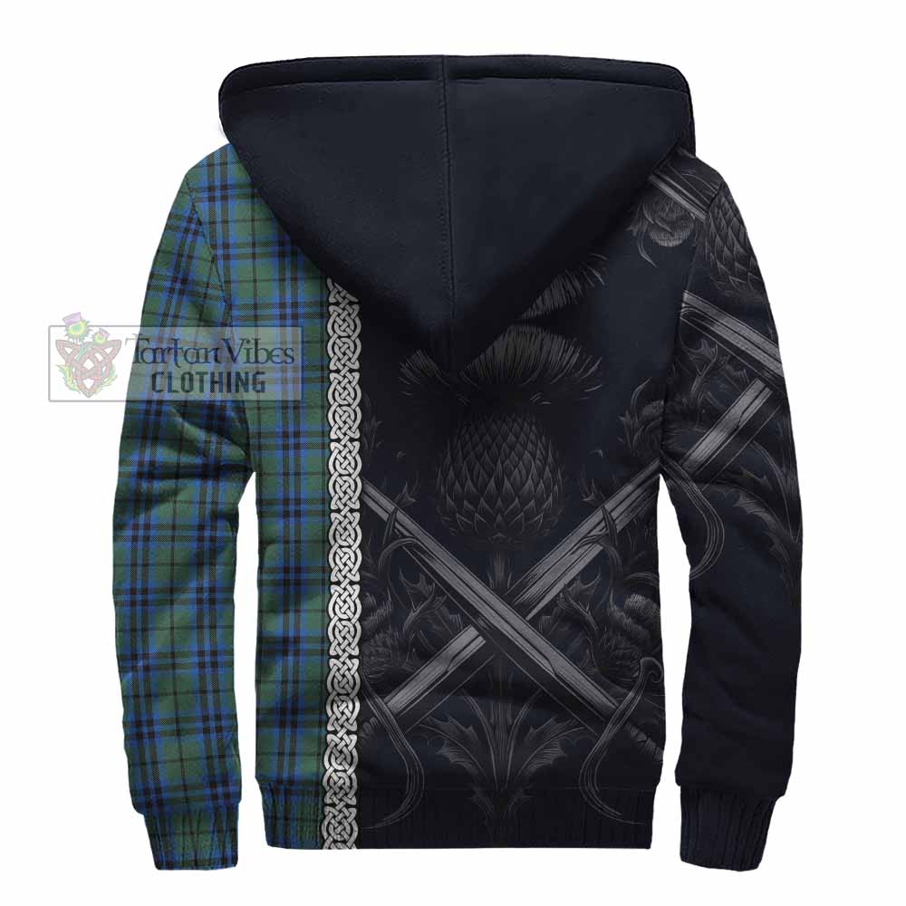 Tartan Vibes Clothing Keith Tartan Sherpa Hoodie with Family Crest Cross Sword Thistle Celtic Vibes