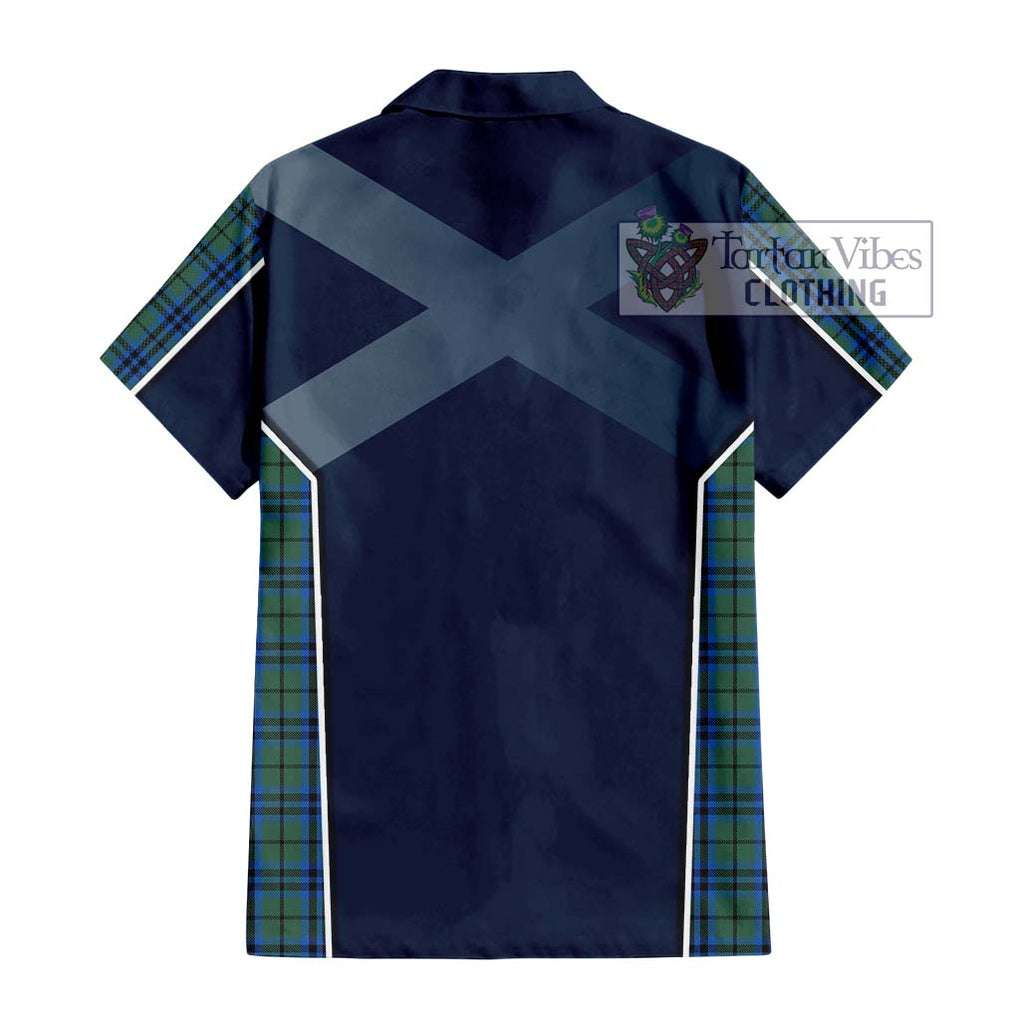 Keith Tartan Short Sleeve Button Shirt with Family Crest and Lion Rampant Vibes Sport Style - Tartan Vibes Clothing