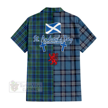 Tartan Vibes Clothing Keith Tartan Short Sleeve Button Shirt Happy St. Andrew's Day Half Tartan Style