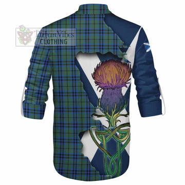 Keith Tartan Family Crest Ghillie Kilt Shirt Scottish Thistle Celtic Inspired