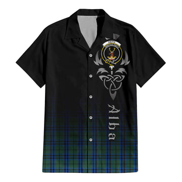 Keith Tartan Short Sleeve Button Up Featuring Alba Gu Brath Family Crest Celtic Inspired