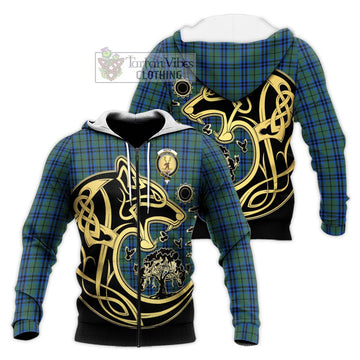 Keith Tartan Knitted Hoodie with Family Crest Celtic Wolf Style Unisex Knitted Zip Hoodie - Tartan Vibes Clothing