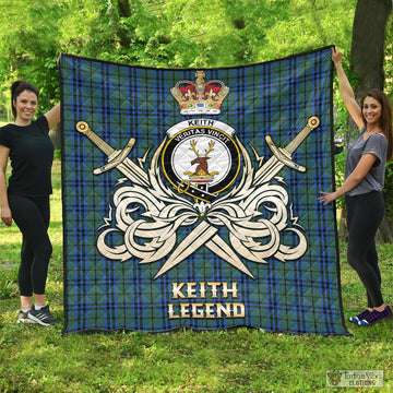 Keith Tartan Quilt with Clan Crest and the Golden Sword of Courageous Legacy
