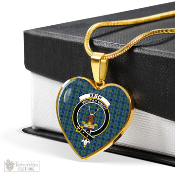 Keith Tartan Heart Necklace with Family Crest