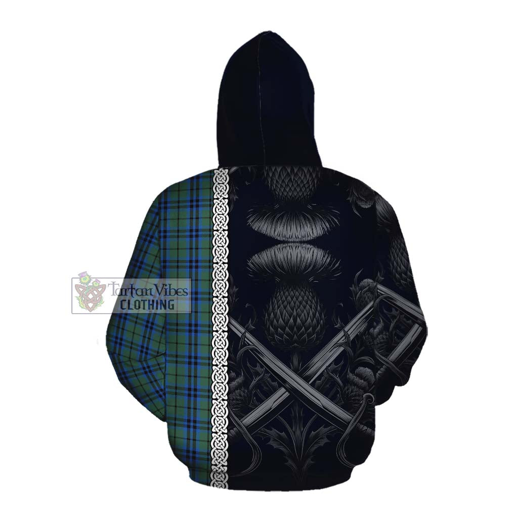 Tartan Vibes Clothing Keith Tartan Cotton Hoodie with Family Crest Cross Sword Thistle Celtic Vibes
