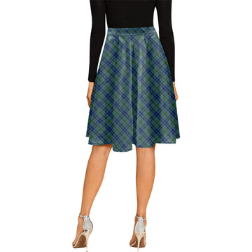 Keith Tartan Melete Pleated Midi Skirt Cross Style