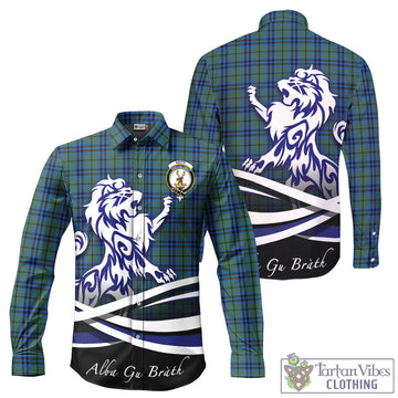 Keith Tartan Long Sleeve Button Up Shirt with Alba Gu Brath Regal Lion Emblem
