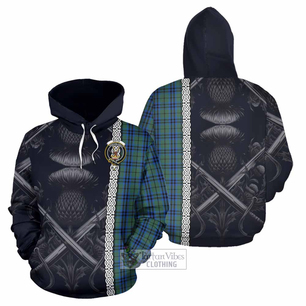 Tartan Vibes Clothing Keith Tartan Hoodie with Family Crest Cross Sword Thistle Celtic Vibes