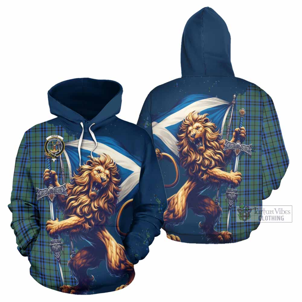 Keith Tartan Family Crest Hoodie with Scottish Majestic Lion