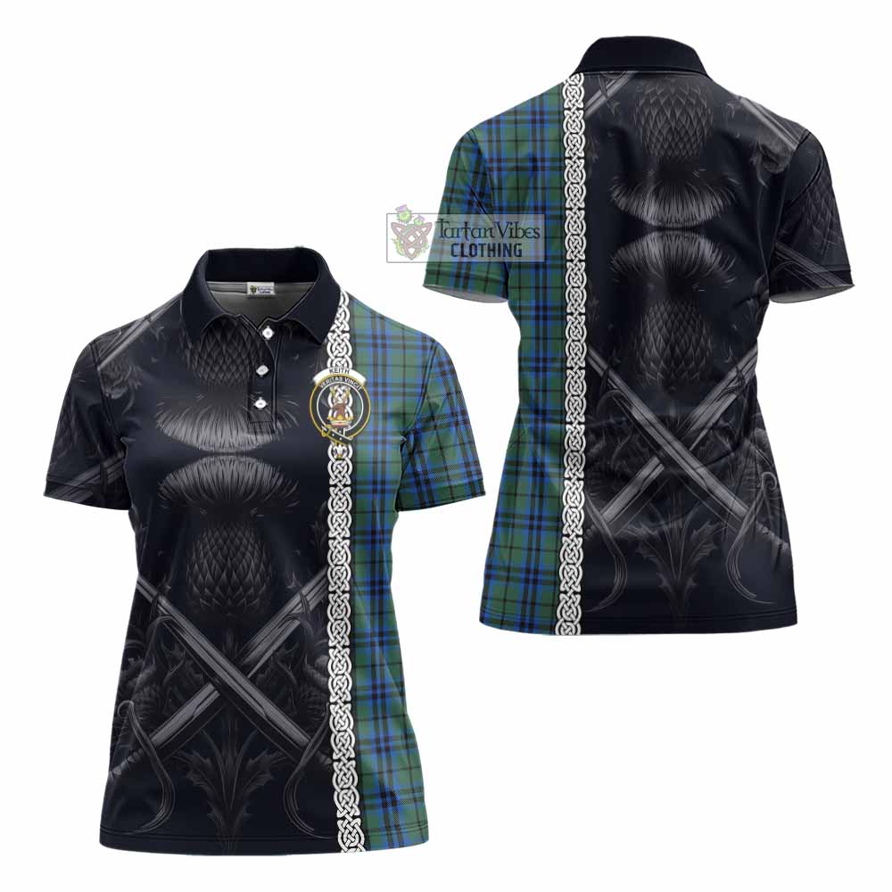 Tartan Vibes Clothing Keith Tartan Women's Polo Shirt with Family Crest Cross Sword Thistle Celtic Vibes