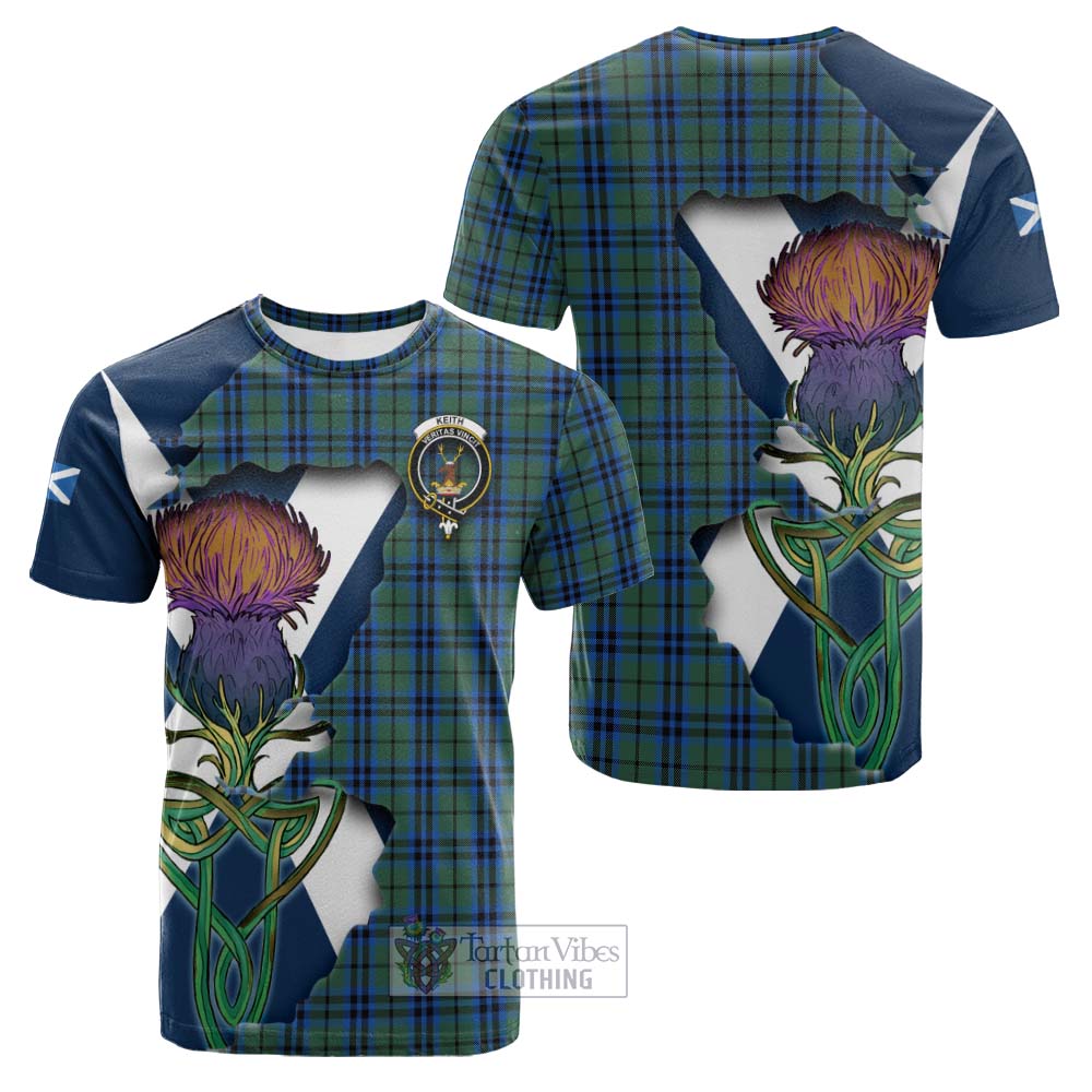 Tartan Vibes Clothing Keith Tartan Family Crest Cotton T-shirt Scottish Thistle Celtic Inspired
