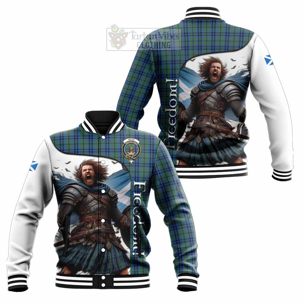 Tartan Vibes Clothing Keith Crest Tartan Baseball Jacket Inspired by the Freedom of Scottish Warrior