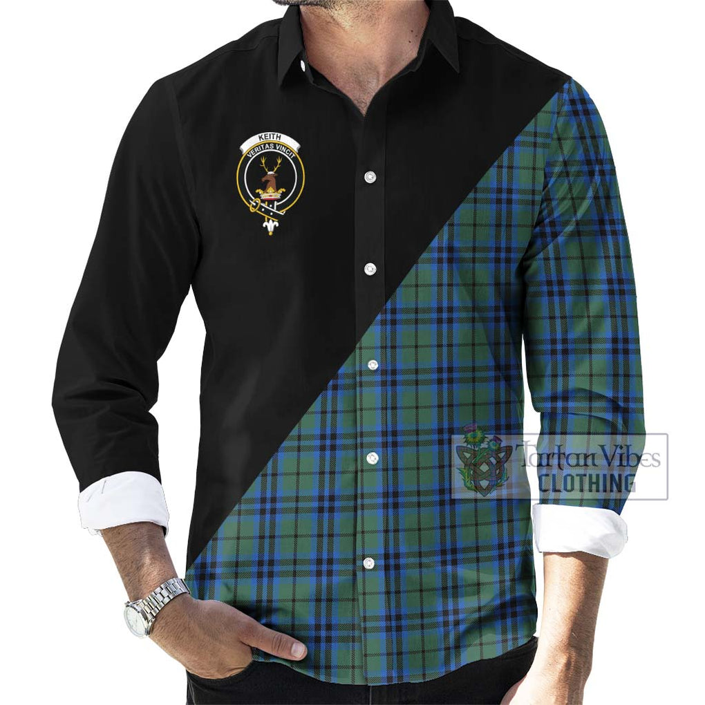 Keith Tartan Long Sleeve Button Shirt with Family Crest and Military Logo Style - Tartan Vibes Clothing