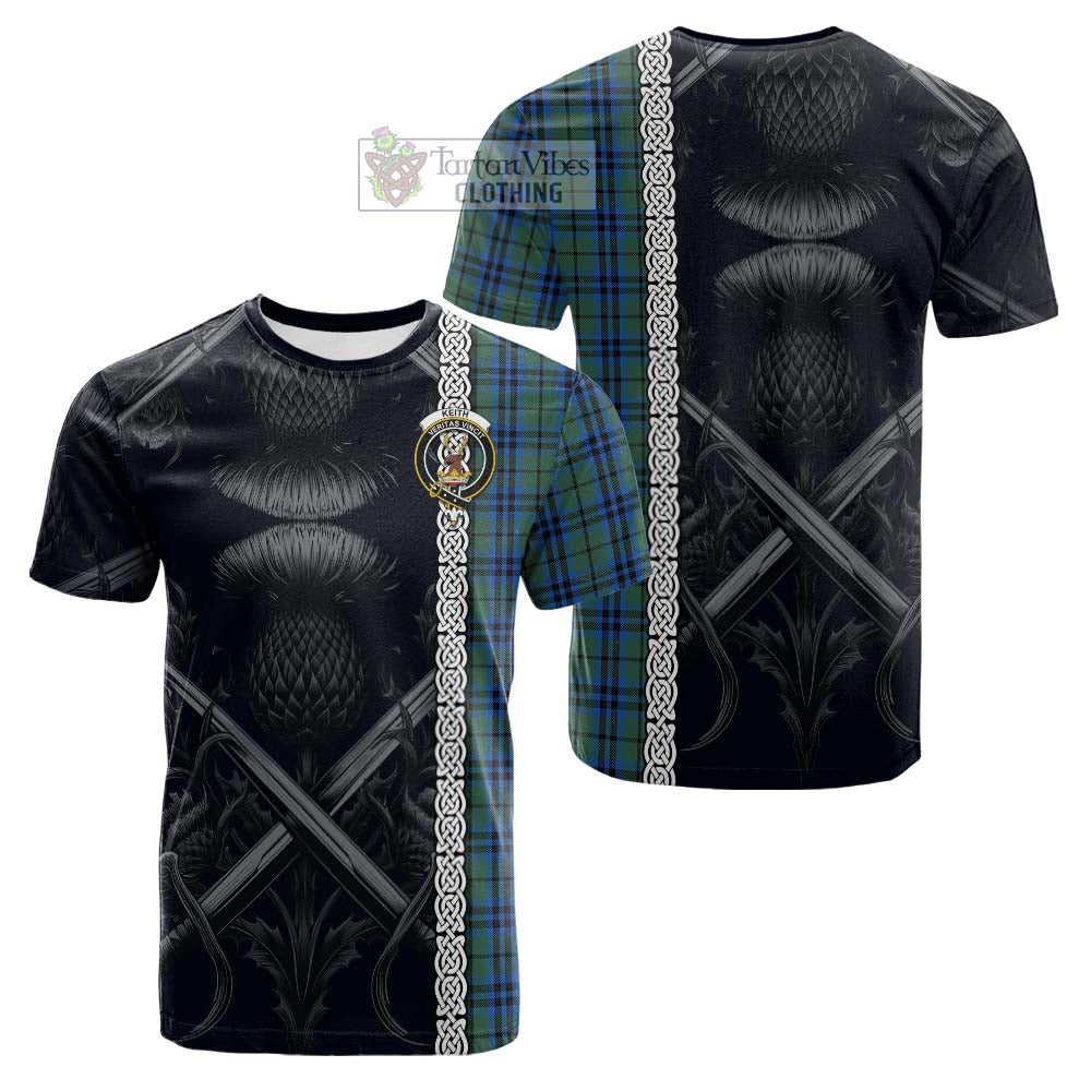 Tartan Vibes Clothing Keith Tartan Cotton T-shirt with Family Crest Cross Sword Thistle Celtic Vibes