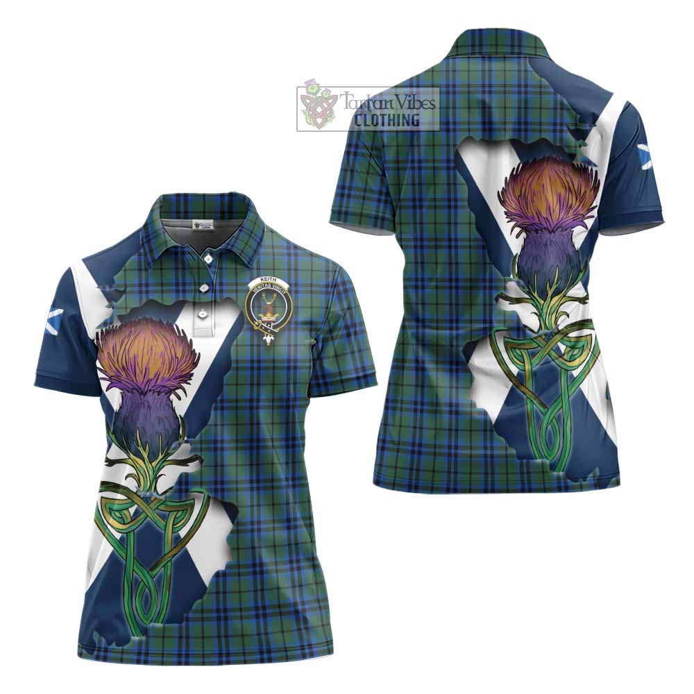Tartan Vibes Clothing Keith Tartan Family Crest Women's Polo Shirt Scottish Thistle Celtic Inspired