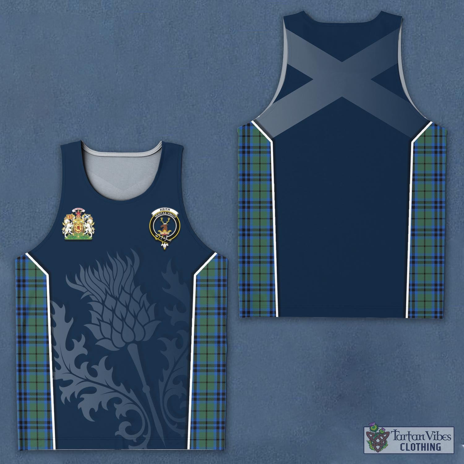Tartan Vibes Clothing Keith Tartan Men's Tanks Top with Family Crest and Scottish Thistle Vibes Sport Style