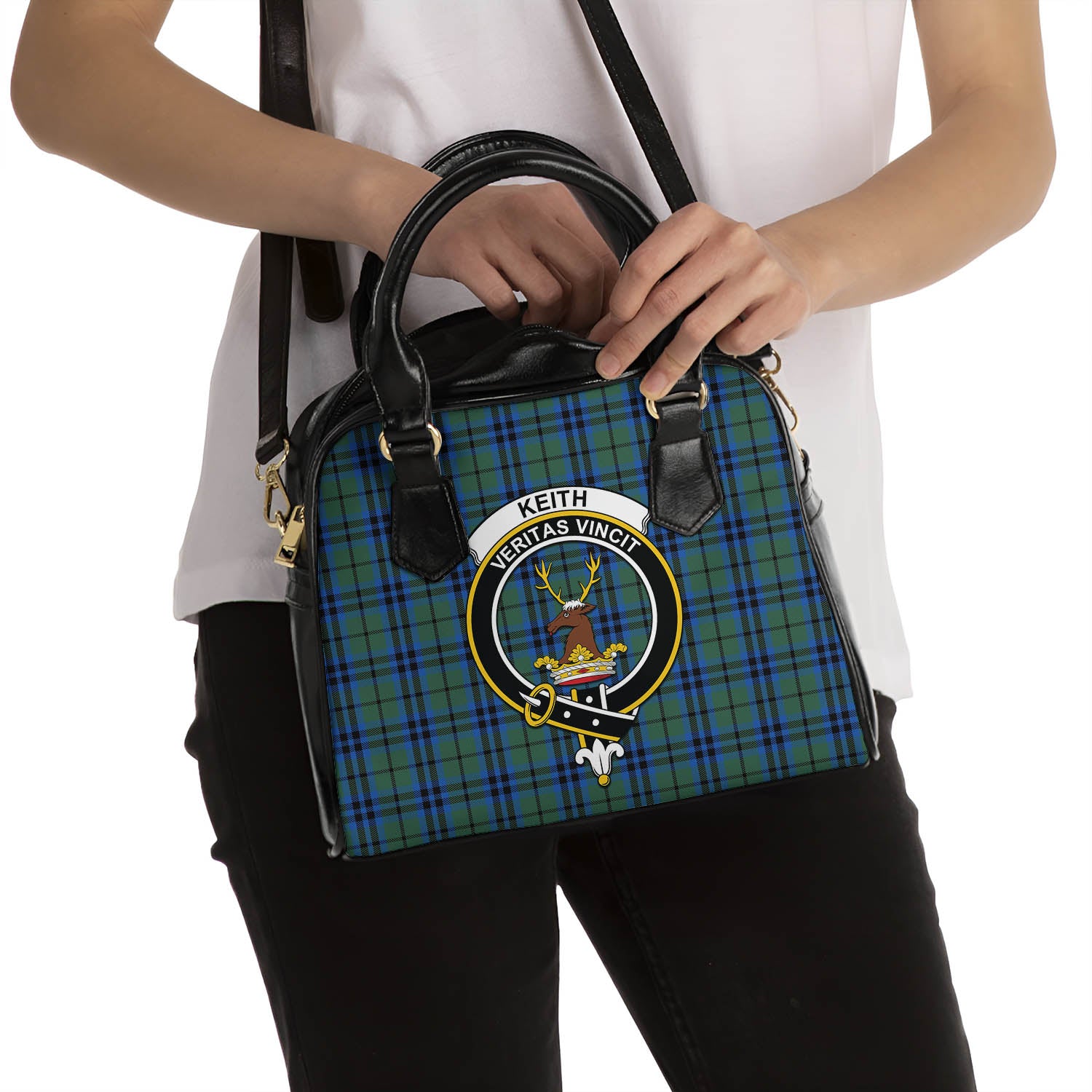 Keith Tartan Shoulder Handbags with Family Crest - Tartan Vibes Clothing