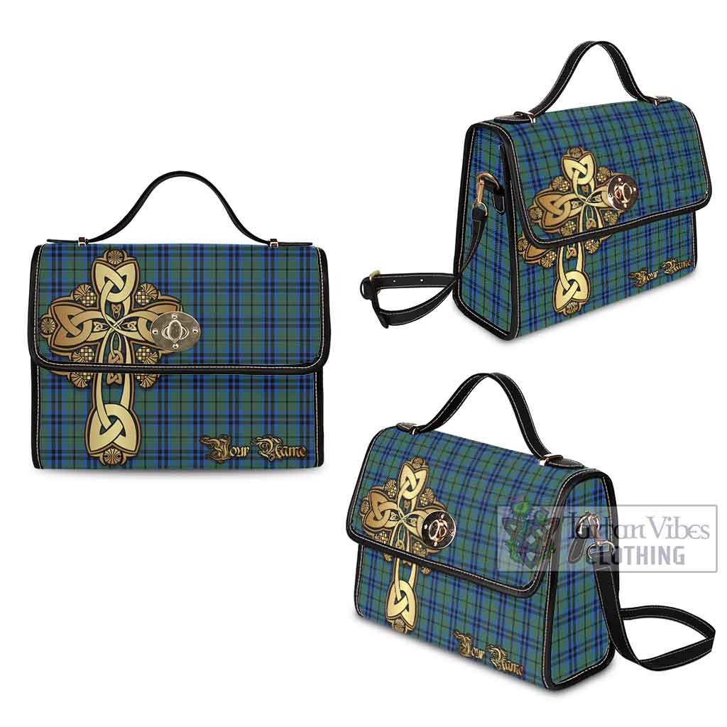 Tartan Vibes Clothing Keith Tartan Waterproof Canvas Bag Golden Thistle Celtic Cross Style