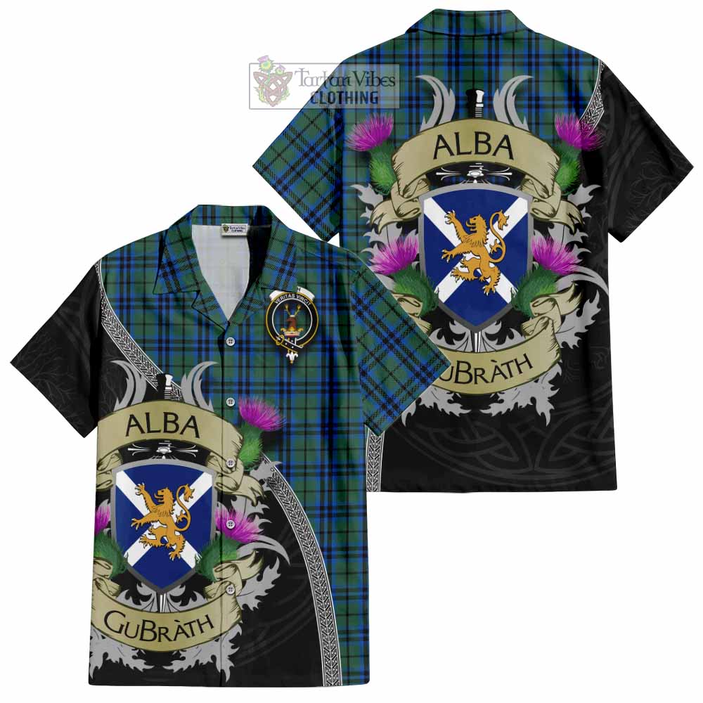Tartan Vibes Clothing Keith Tartan Family Crest Short Sleeve Button Shirt Lion Rampant Royal Thistle Shield Celtic Inspired